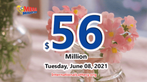 2021年6月4日的Mega Millions结果；奖金达到5600万美元。